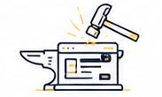 Anvil, website and hammer representing a business website package