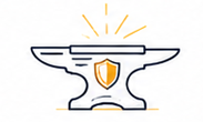 Anvil and shield representing a complete online presence package